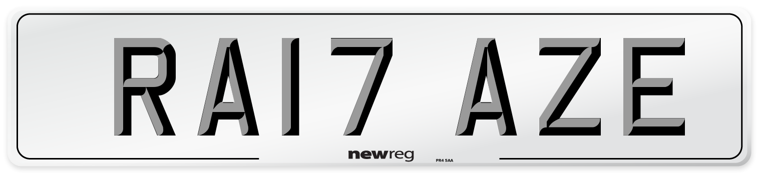 RA17 AZE Number Plate from New Reg